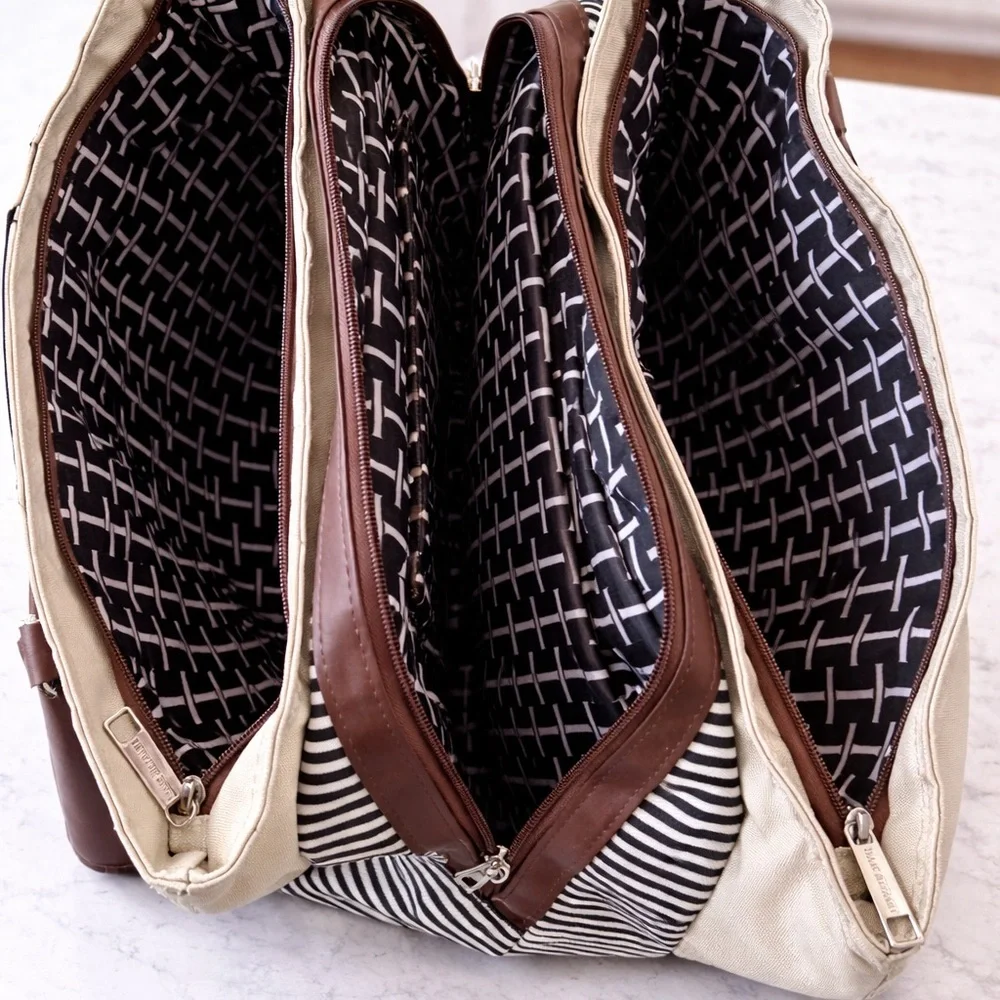 Isaac Mizrahi Black and White Striped Tote - Picture 4 of 4